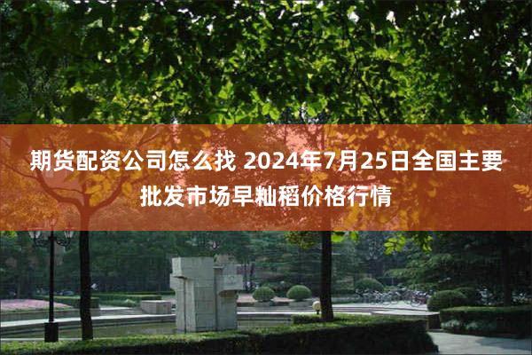 期货配资公司怎么找 2024年7月25日全国主要批发市场早籼稻价格行情