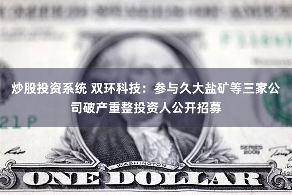 炒股投资系统 双环科技：参与久大盐矿等三家公司破产重整投资人公开招募