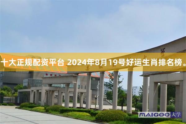 十大正规配资平台 2024年8月19号好运生肖排名榜。