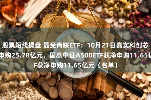 股票短线操盘 最受青睐ETF：10月21日嘉实科创芯片ETF获净申购25.78亿元，国泰中证A500ETF获净申购11.65亿元（名单）